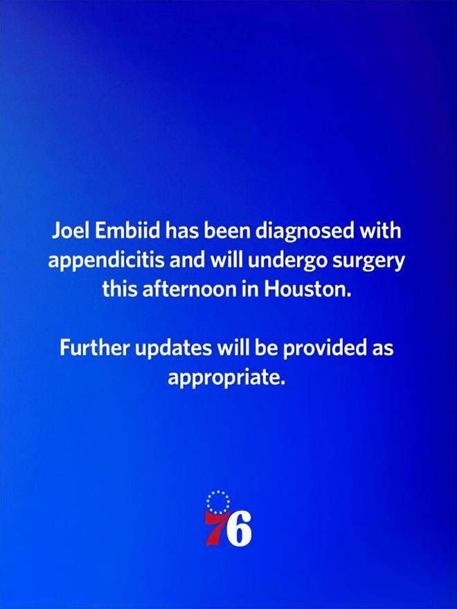 乔尔-恩比德紧急手术缺阵 76人险遭附加赛淘汰